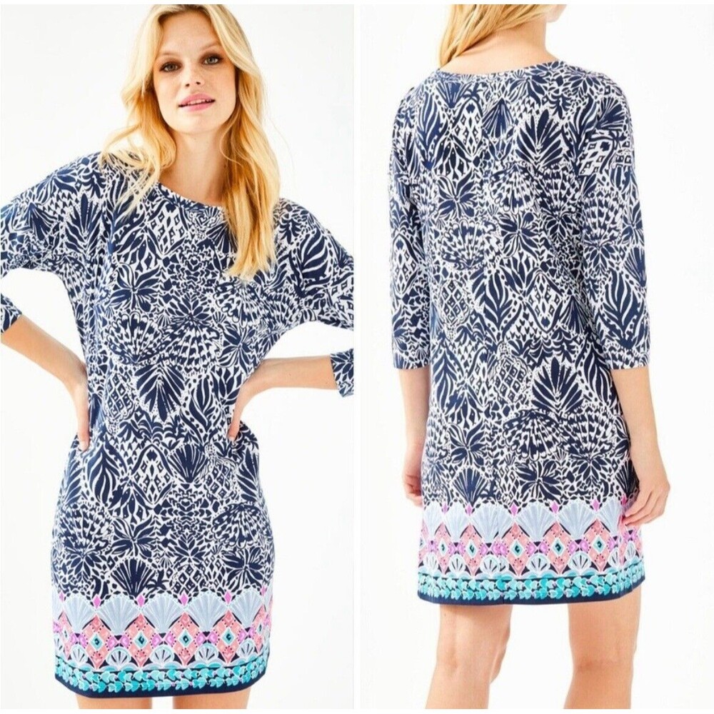 Lilly Pulitzer Vivvy Dress High Tide Navy Color Women's Size XXS Preppy Coastal
